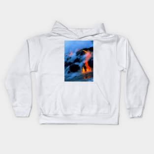 Molten pahoehoe lava flowing into the ocean (E390/0248) Kids Hoodie